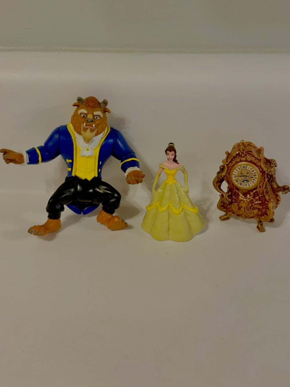Disney Beauty and the Beast Set of 3 Figures Cale Toppers Belle Beast Cogsworth